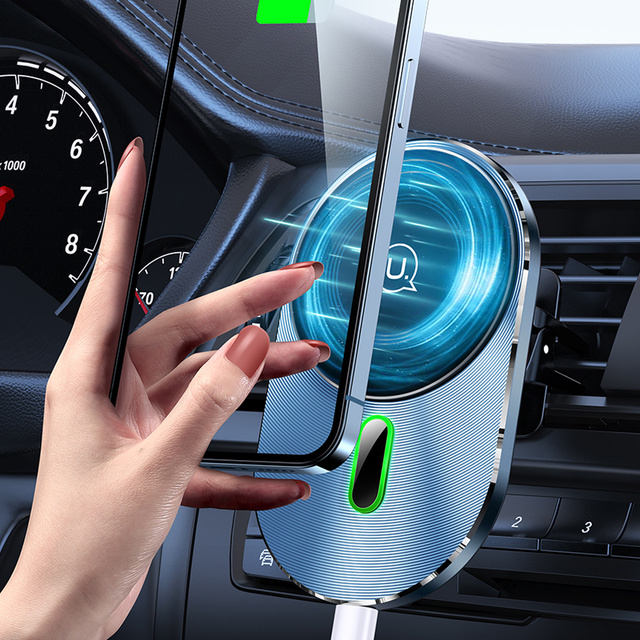 USAMS Magnetic Car Wireless Charging 15W induction car phone holder for the vent. CD170DZ01 (US-CD170) grey/grey
