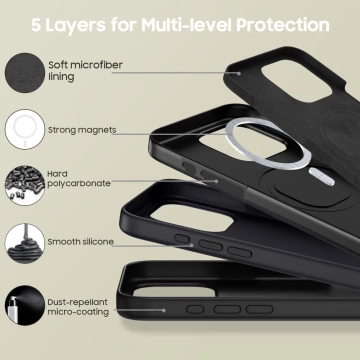 Silikónový kryt Tech-Protect MagSafe, matný, pre iPhone 16 Pro Max, čierny
