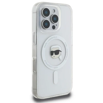 Puzdro Karl Lagerfeld pre iPhone 16 Pro Max 6,9" biele pevné puzdro MagSafe IML Metal Karl Head