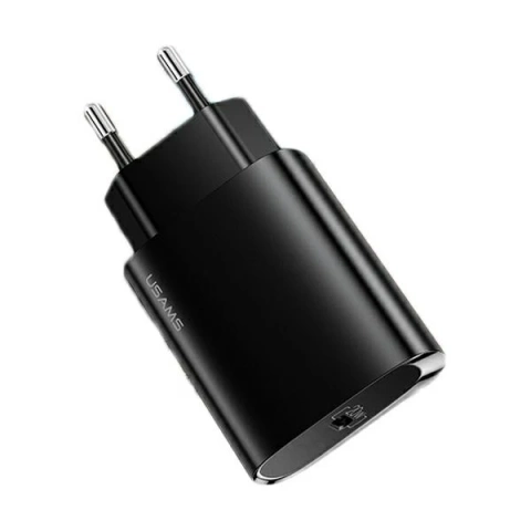 Настінний зарядний пристрій USAMS 1x USB-C T39 20 Вт (лише головка) PD3.0 Fast Charging чорний/чорний CC131TC01 (US-CC131)