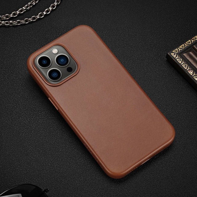 Чохол Dux Ducis Naples для iPhone 13 Pro Max leather cover (сумісний з MagSafe) коричневий