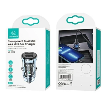 USAMS Autonabíječka C31 3A 2xUSB-A Fast Charge modrá/modrá CC162CC02 (US-CC162)