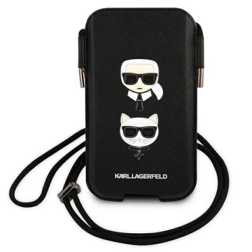 Karl Lagerfeld kabelka KLHCP12LOPHKCK 6,7" čierno/čierne pevné puzdro Saffiano Ikonik Karl