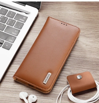 Шкіряний чохол для Samsung Galaxy S25 Edge Dux Ducis Hivo коричневого кольору