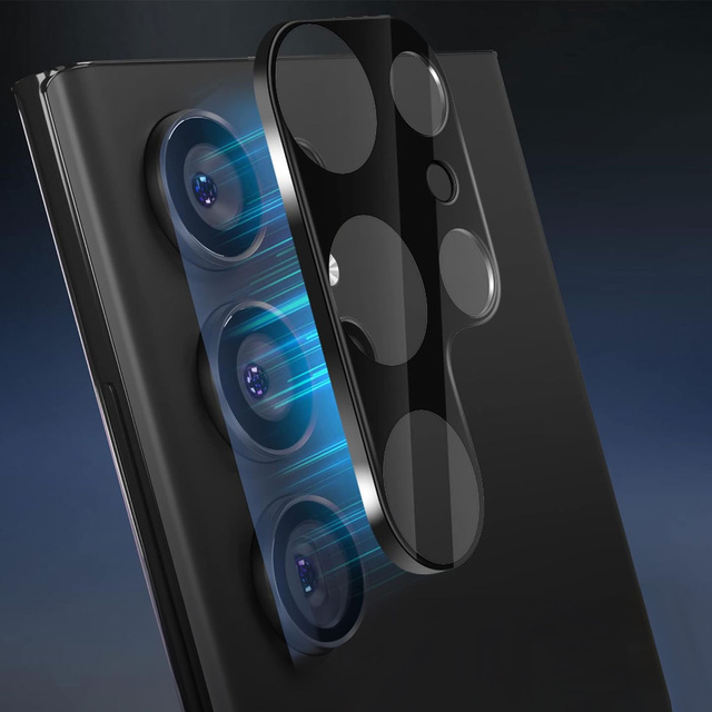 Glas für Samsung Galaxy S24 Ultra Kameraobjektiv 3D gehärteter Vollschutz des gesamten Objektivs schwarzes Glas