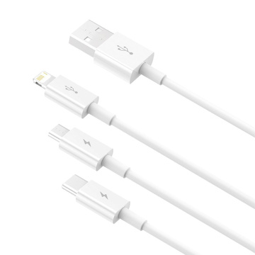 Kabel 1,5m Baseus Superior Series USB 3w1 micro USB / Lightning / USB-C 3,5A Biały