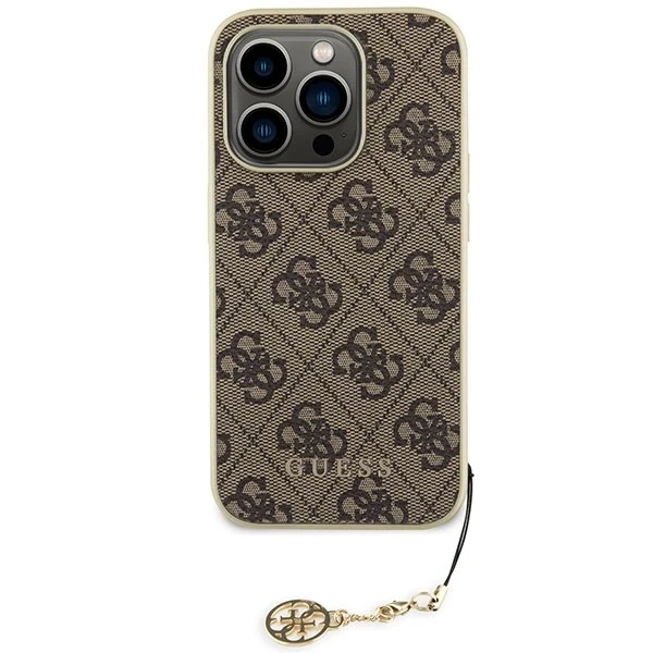 Etui Guess GUHCP15XGF4GBR pro iPhone 15 Pro Max 6,7" brązowý/hnědý pevný obal 4G Charms Collection