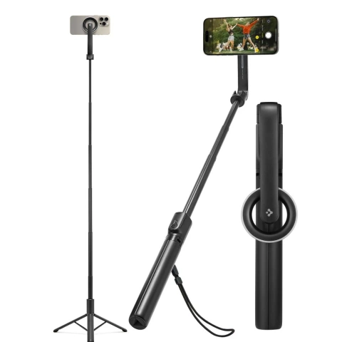 Selfie Stick Stick Stativ Spigen S580W MagSafe Bluetooth Držák telefonu Fotografie Dálkové ovládání Black