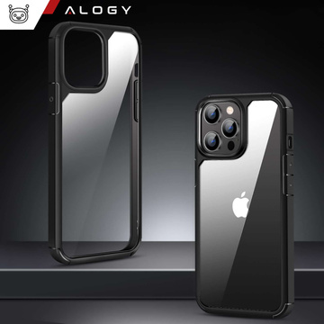 Puzdro pre iPhone 15 Pro Housing Case 2x sklo na displej a 2x šošovka Ring armored Alogy 360 Hybrid Set 6v1 čierna a priehľadná