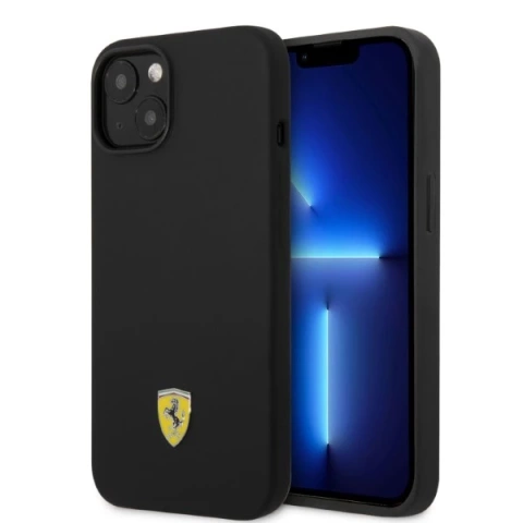 Eti na telefon Ferrari FEHMSIP14SBK до Apple iPhone 14 6,1" чорний/чорний твердий чохол Silicone Metal Logo Magsafe