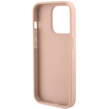 Pouzdro Guess GUHCP15XPCRTHCP pro iPhone 15 Pro Max růžové/růžové pevné pouzdro Croco Triangle Metal Logo