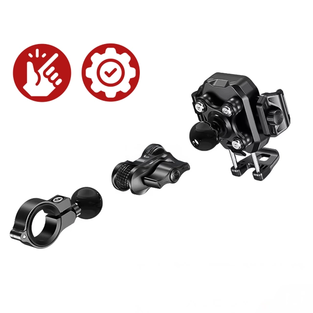 KEWIG M11B Motorradhalterung für Telefon mit QC 3.0 15W Qi-Ladegerät Schwarz