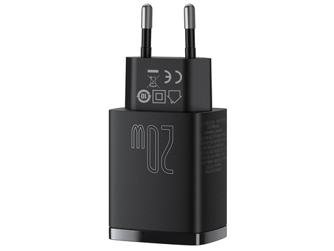 Baseus USB PD QC 3.0 20W čierna nástenná nabíjačka