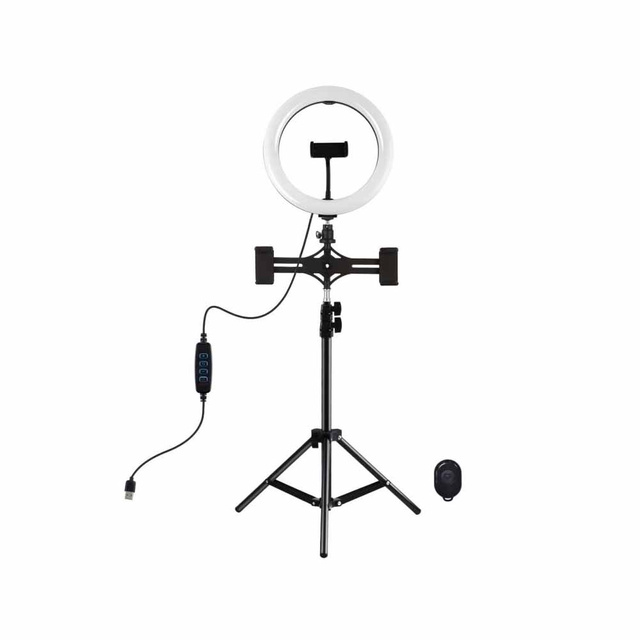 Kruhová lampa / LED stativ Puluz 26cm 3x Smartphone PKT3070B