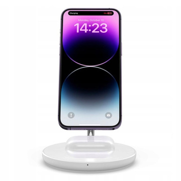 Magnetická bezdrátová nabíječka MagSafe 2v1 QI 15W 2v1 pro Apple iPhone AirPods bílá