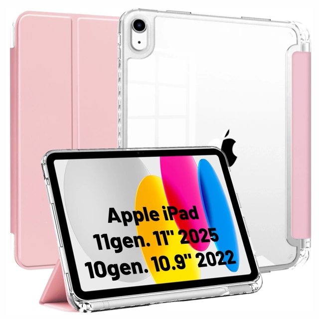 Etui do Apple iPad 11gen. 11" 2025 / 10gen. 10.9" 2022 Ochronne Hybrydowe z Miejscem na Rysik, Składana Okładka, Funkcja Podstawki, Alogy HybridBook™ Case – Różowe