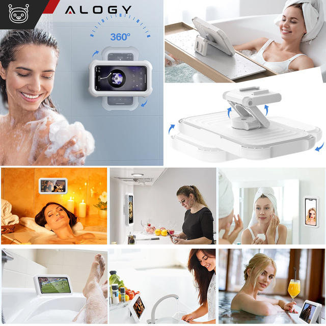 Vodotesné puzdro pre 4-7" telefón sprchový držiak Puzdro stojan na puzdro Alogy Waterproof White