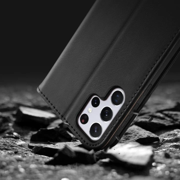 Dux Ducis Hivo Leather Flip Cover Genuine Leather Wallet for Cards and Documents Samsung Galaxy S22 Ultra blue