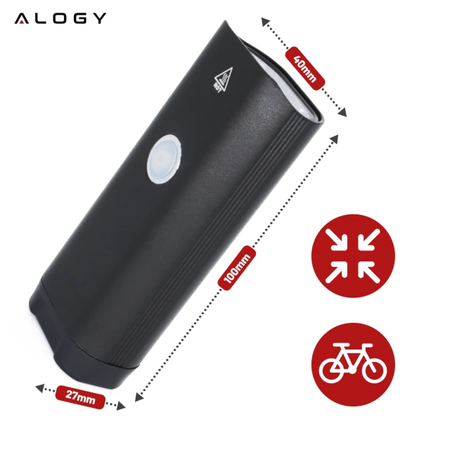 Svetlo na bicykel Predné LED predné svetlo Osvetlenie na bicykel Vodotesné IPX5 Alogy P12 Bike Light Black