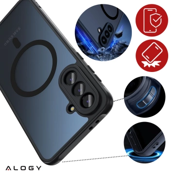 Etui do Samsung Galaxy A56 5G obudowa ochronna na telefon Alogy Matte HybridMag™️ Case do MagSafe Matowe Czarne