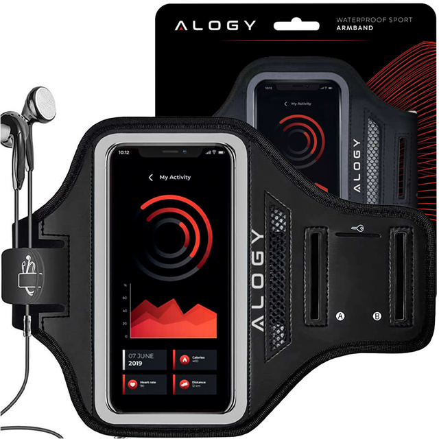 Vodotesné puzdro na ruku Alogy WaterProof Sport ArmBand pre telefón 6,7 palcov čierne