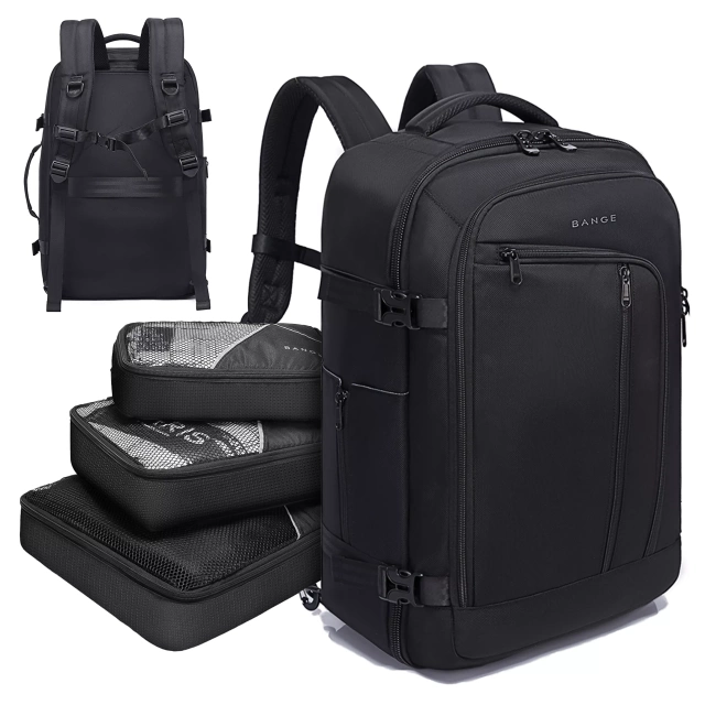 Bange Waterproof Backpack for Laptop 17" City Travel 47x29x17 cm for Work Airplane Men's Women's with 3 Organizers Black