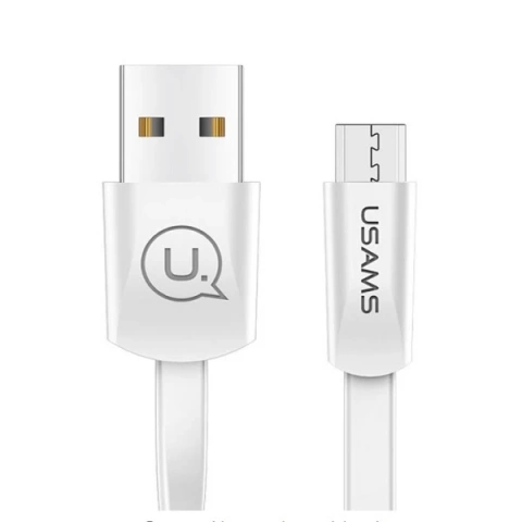 USAMS U2 microUSB plochý kábel 1,2m biely