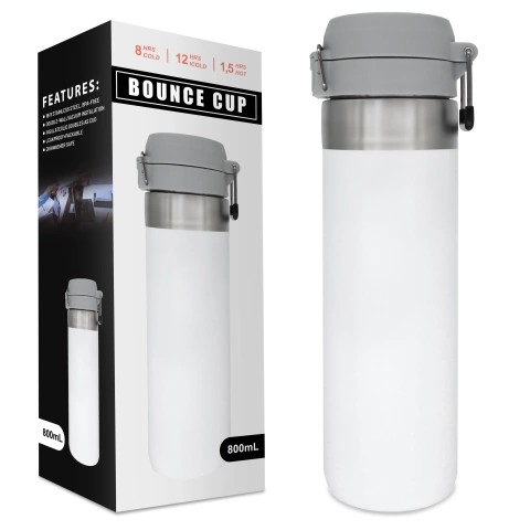 Термос Alogy Thermos Термокухоль ThermoGo™ 800 мл Сталевий герметичний, складний, для подорожей, для кави та чаю, спортивний, тривалого тепла, для автомобіля та рюкзака, білий