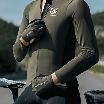 Rękawiczki Rowerowe Rockbros 3-Sezonowe S Zielone Dotykowe