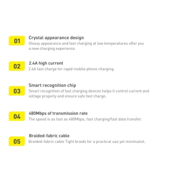 Kábel Baseus Crystal Shine Series USB kábel pre rýchle nabíjanie a prenos dát USB Typ A - Lightning 2.4A 2m fialový (CAJY000105)