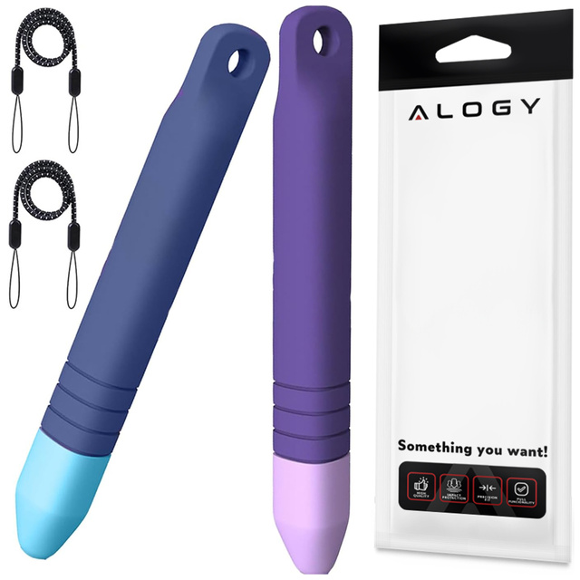 2x ємнісний сенсорний стилус для екранів телефонів і планшетів Alogy Stylus Pen для дітей 10 см фіолетовий і синій