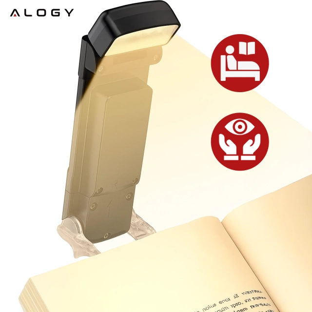 Alogy Clip Lamp LED čítacia lampa s nabíjateľnou sponou na knihy, čierna