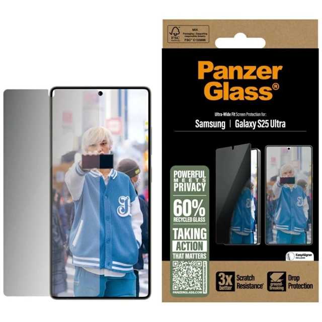 Tempered Glass for Samsung Galaxy S25 Ultra PanzerGlass Ultra-Wide Fit Privacy