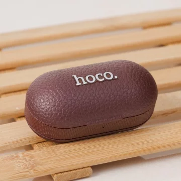 Słuchawki bezprzewodowe Bluetooth HOCO TWS EQ19 Etui Ładowarka Brązowe