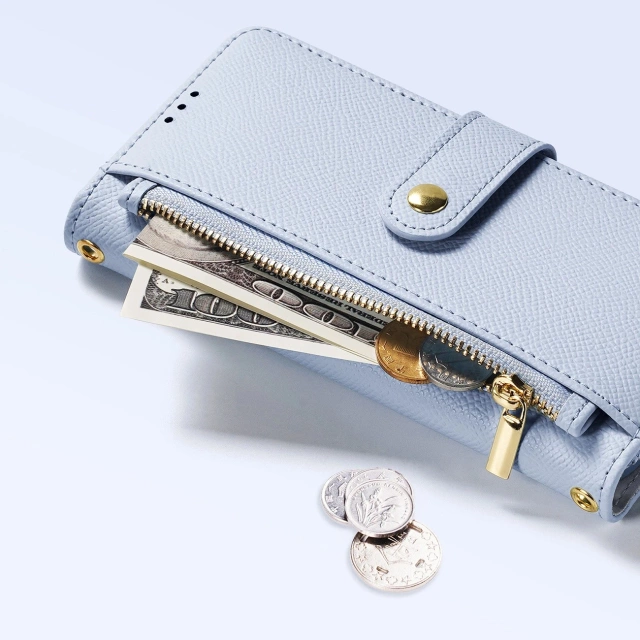 Dux Ducis Lawa iPhone 16 Pro Lederhülle mit blauem MagSafe Wallet