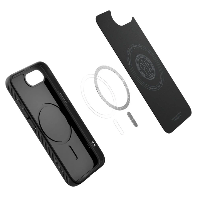 Etui für iPhone 16e Spigen Liquid Air Mag MagSafe Mattschwarz