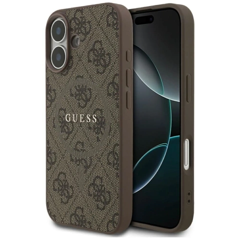 Etui Guess 4G Ring Classic Logo MagSafe do iPhone 17 brązowe
