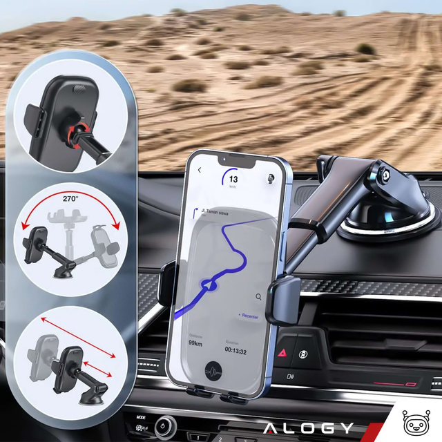 Držiak telefónu do auta, okienko, mriežka, kokpit, palubná doska, auto, auto, pre 7" telefón Alogy 3v1 Vonný prívesok