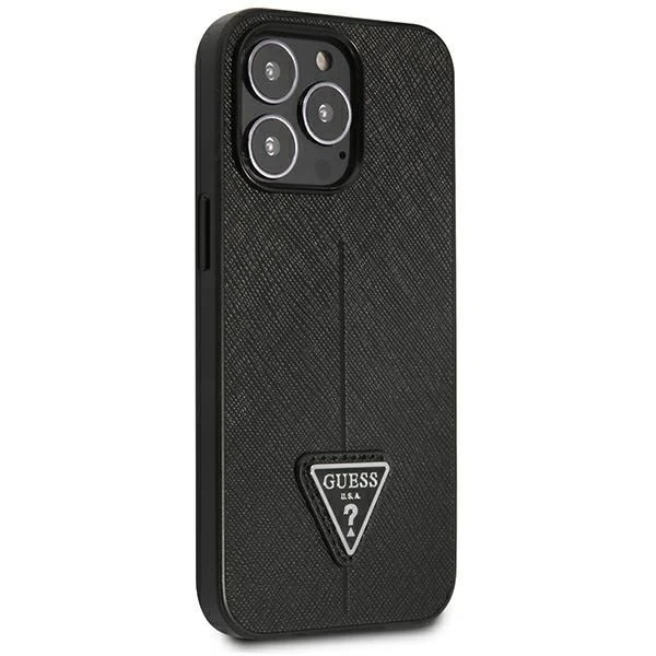 Etui Guess GUHCP14LPSATLK do Apple iPhone 14 Pro 6,1" černý/černý pevný obal SaffianoTriangle Logo