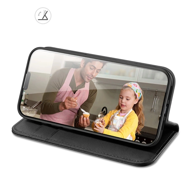 iPhone 16e Dux Ducis Hivo Protective Case with Flip and RFID Protection - Black