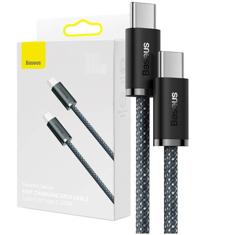 Mocny Kabel Baseus Dynamic Series USB-C do USB-C PD QC 100W 5A 2m Szary