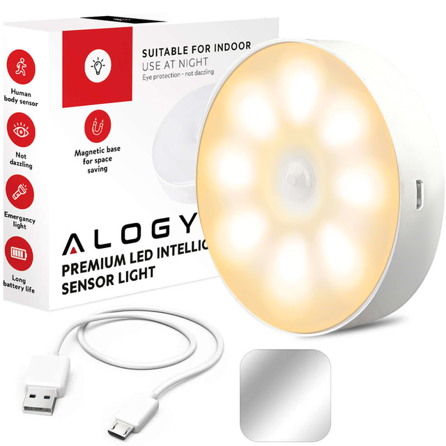 Лампа LED датчик руху сутінковий нічник Alogy Sensor Light Бездротове освітлення меблів Тепле світло 3000k