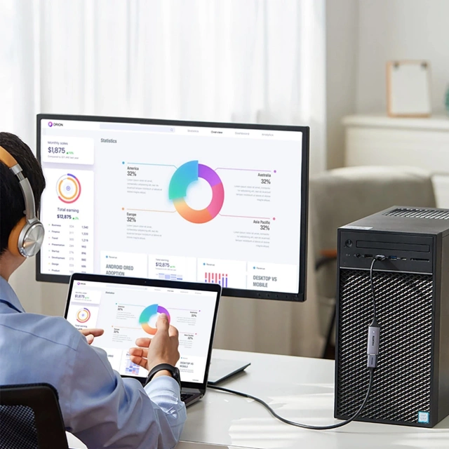 Адаптер Ugreen CM489 HDMI - USB-A/USB-C Grabber 1080p 30Hz сірий