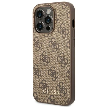 Etui Guess GUHCP14LG4GFBR do Apple iPhone 14 Pro 6,1" brązowy/brown hard case 4G Metal Gold Logo