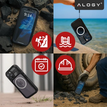 Vodotesné puzdro Alogy HydroArmor™ IP68 s priehľadným zadným pancierovým krytom 360 pre MagSafe pre Apple iPhone 16 Pro Max