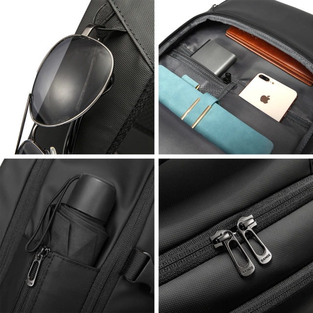 Bange Waterproof Backpack for Laptop 15.6" City Travel 45x30x16 cm for Work Airplane Men's Women's with USB Port Black
