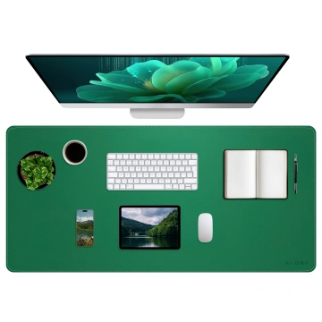 Podložka pod stôl 80×40 cm – protišmyková ochranná podložka z elegantnej PU ekokože, na myš a klávesnicu, štýlová a odolná – Alogy WorkMat™ Green