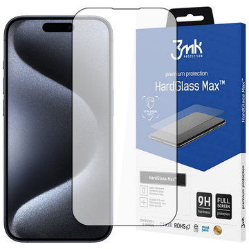 Gehärtetes Glas für Apple iPhone 15 Pro Max 3mk HardGlass Max Displayschutzfolie Schwarz