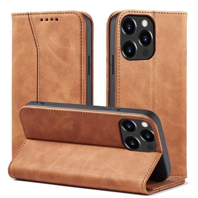 Magnet Fancy Case Case pro iPhone 13 Pro Max Pouch Card Wallet Card Holder Card Holder Brown