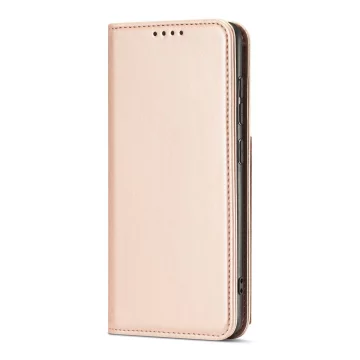 Magnet Card Case etui do Samsung Galaxy A12 5G pokrowiec portfel na karty kartę podstawka różowy